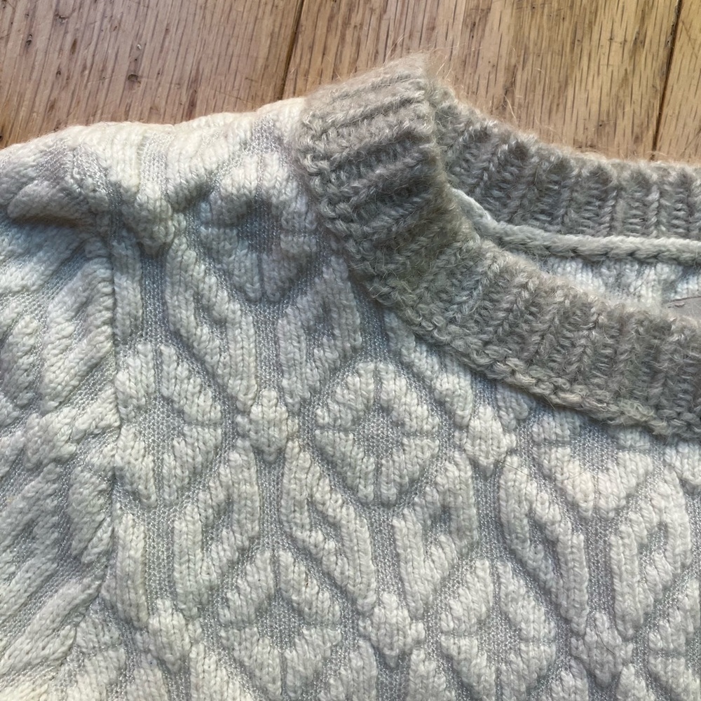 LOFT Light Gray Cable Knit Sweater